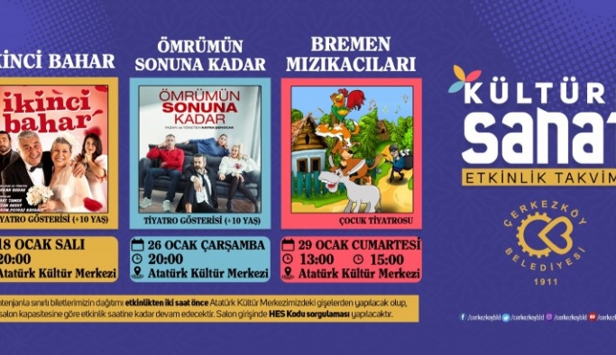 Çerkezköy Belediyesi’nden Ocak ayında 3 tiyatro gösterisi