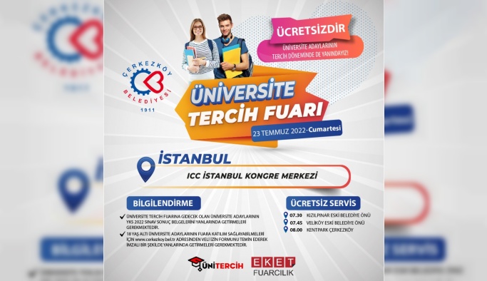 Çerkezköy Belediyesi Üniversite adaylarını Tercih Fuarına  götürüyor