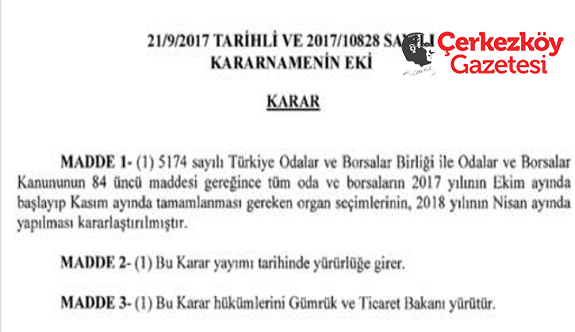 ÇTSO’nun seçimi 2018 Nisan’a ertelendi