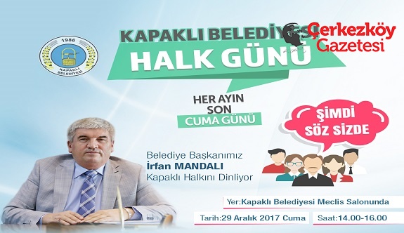 Kapaklı Belediyesi Halk Günü uygulaması başlıyor