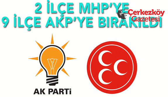 Tekirdağ’da 9 ilçe AKP’nin, 2 ilçe MHP’nin! ​
