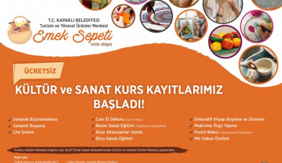 Kültür ve Sanat Kurs Kayıtları Başladı