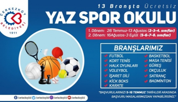 Çerkezköy’de Yaz Spor Okulları kayıtları başlıyor