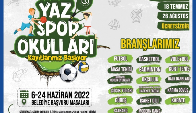 Yaz spor okulları 17 braşta düzenleniyor