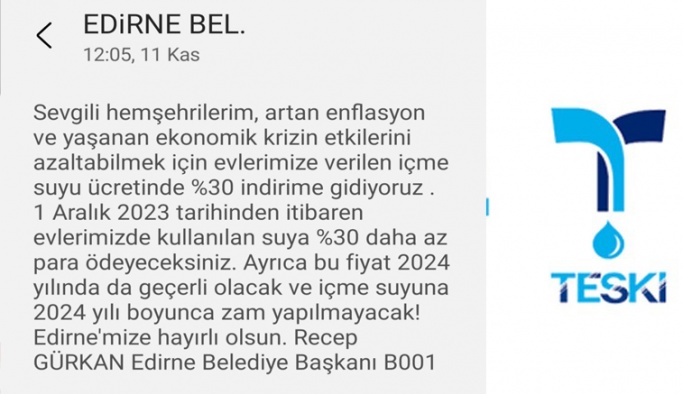 Bu defa Edirne TESKİ’ye örnek olsun