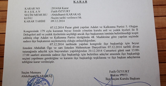 AKP İlçe Kongresi iptal