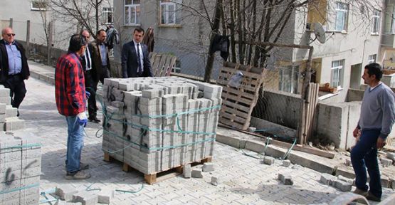 Parke taş çalışmaları başladı